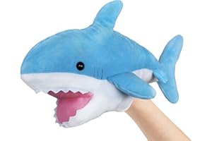 ICE KING BEAR Cute Blue Plush Shark Hand Puppet - Stuffed Animal Toy - 14 Inches Long