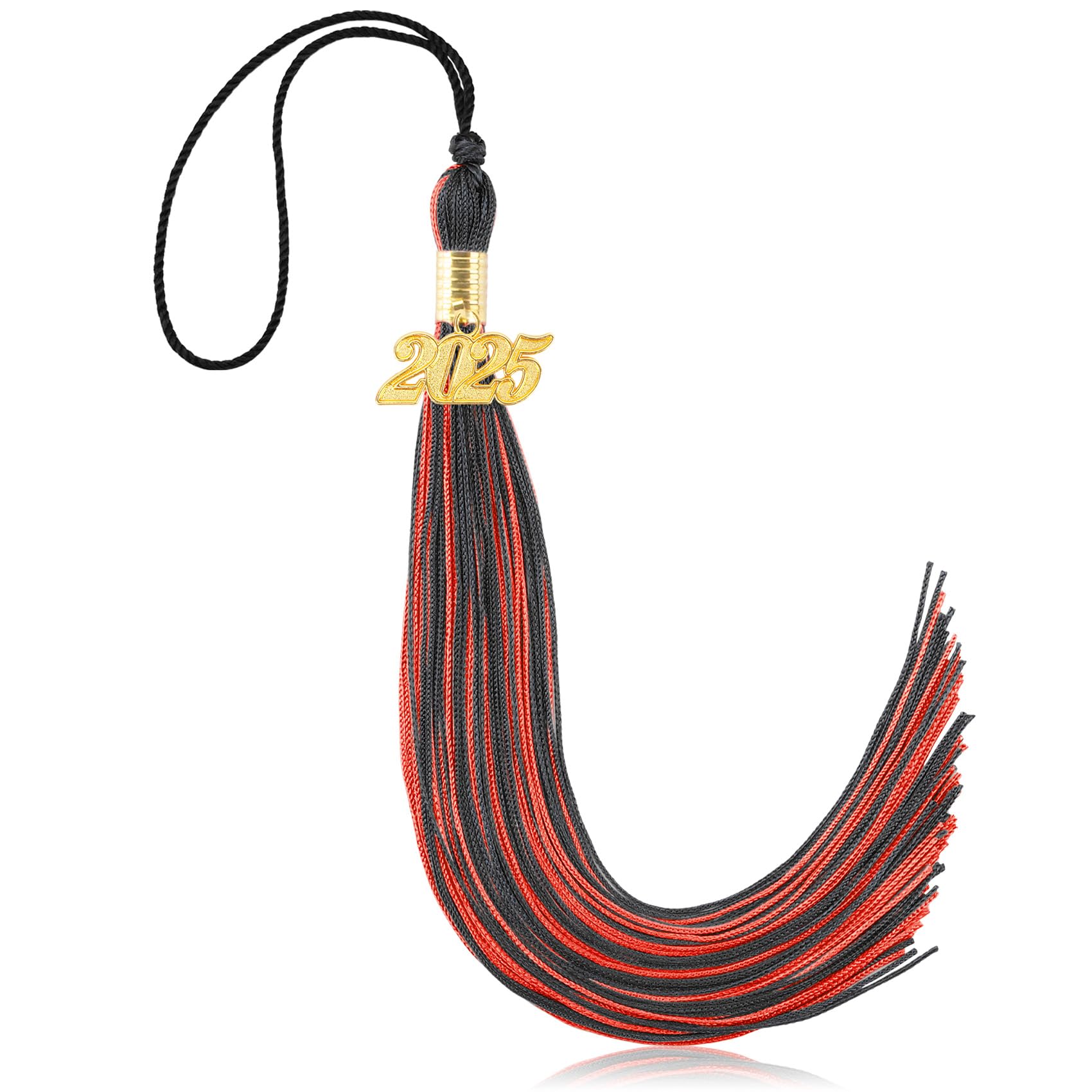 Photo 1 of 2025 Graduation Tassel Charm - Memorial Cords Cap Decorations for Class of 2025 - School Grad Party Decorations in Red and Black