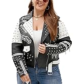 Geschallino Women's Faux Leather Jacket Plus Size Fall Motorcycle Biker Clothes Outfits Short Fashion PU Coat (1X-5X)