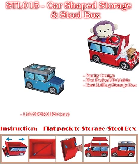 Diseño de Coche de Almacenamiento Taburete Caja, Azul: Amazon.es: Hogar