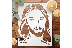 Jesus Christ Face Christmas - Stencil Template Reusable 8.5 x 11 Inches for Painting on Walls, Wood, Glass, Scarpbooking, Arts and Crafts, DIY - LIONX