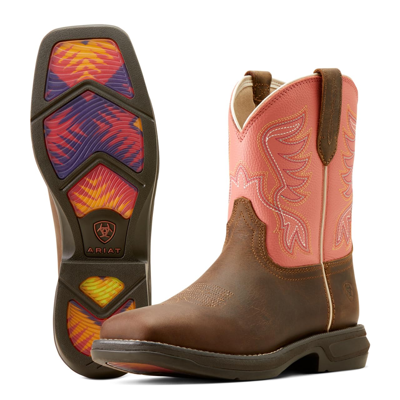 Photo 1 of ARIAT Women's Anthem Shortie Myra Western Boot, Cosmic Coral/Honey Bee, 9