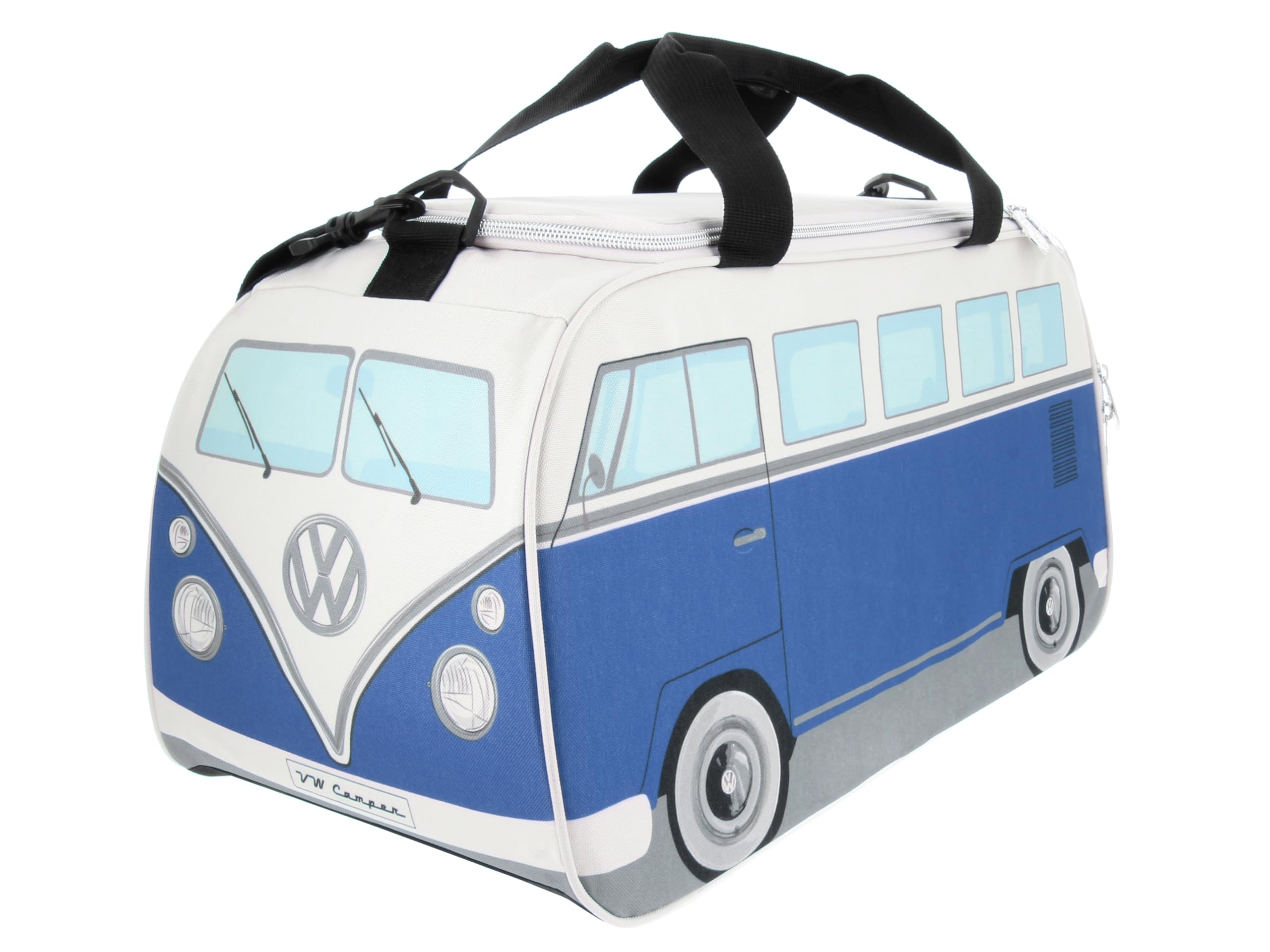 BRISA VW Collection - Volkswagen Retro Sport Shoulder Fitness Bag Duffel in T1 Bus Campervan Shape (Small/Classic Bus/Blue & Beige)