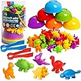 Counting Dinosaur Toys Matching Games with Sorting Bowls Sorting Toy for Toddlers Preschool Learning Activities for Math Color Sensory Montessori Fine Motor Skills for 3 4 5 Years Old Boys Girls