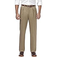 Haggar Men's Premium No-Iron Classic-fit Expandable-Waist Pleat-Front Pant