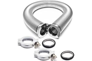 QMINOX KF40 Vacuum Hose Kit, 2-Pack 750mm SS304 Bellows with N40 Flanges, 2 Clamps, 2 Rings, 2 FKM O-Rings for Vacuum System
