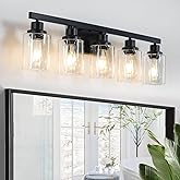 DIKAIDA 5-Light Black Bathroom Vanity Light, Modern Vanity Lighting Fixture for Bathroom, 31" Matte Light Fixture, Wall Sconc