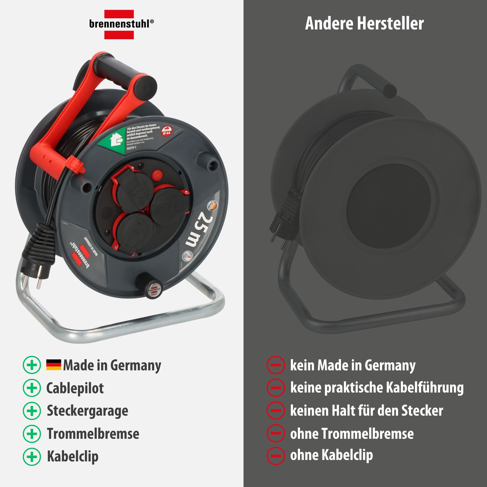 Brennenstuhl Garant V2 IP44 Kabeltrommel 25m outdoor, Kabel: H05VV-F3G1,5 5