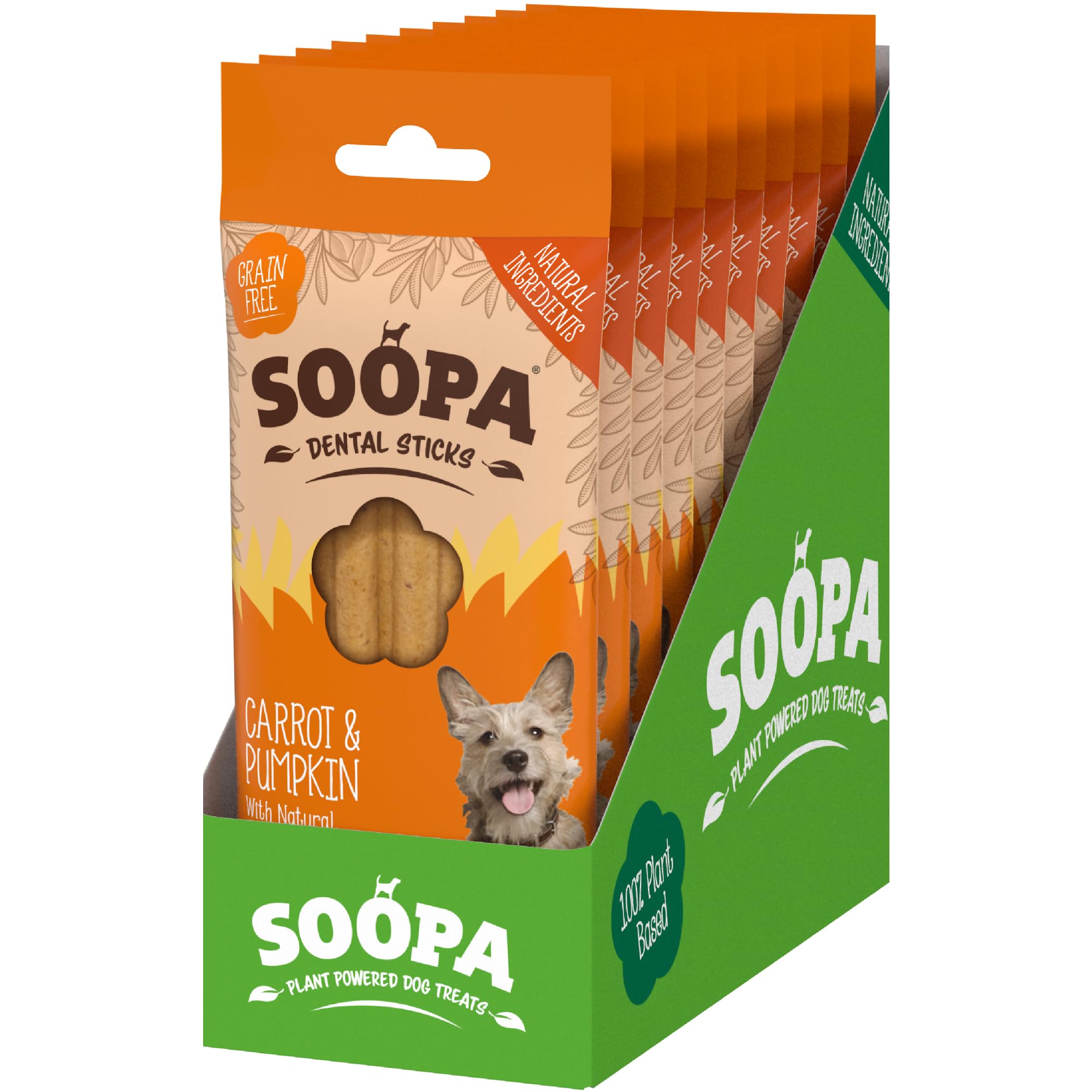 10 Pack Soopa Carrot & Pumpkin Dog Dental Sticks