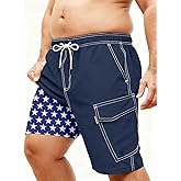 SONICDEGREE Big&Tall Swimming Trunks Men's 10'' Quick Dry Board Shorts with Compression Liner Hawaiian Printed Swim Shorts