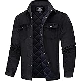 MAGCOMSEN Mens Flannel Shirts Long Sleeve Quilted Insulated Winter Jackets Warm Snap Button Down Shacket