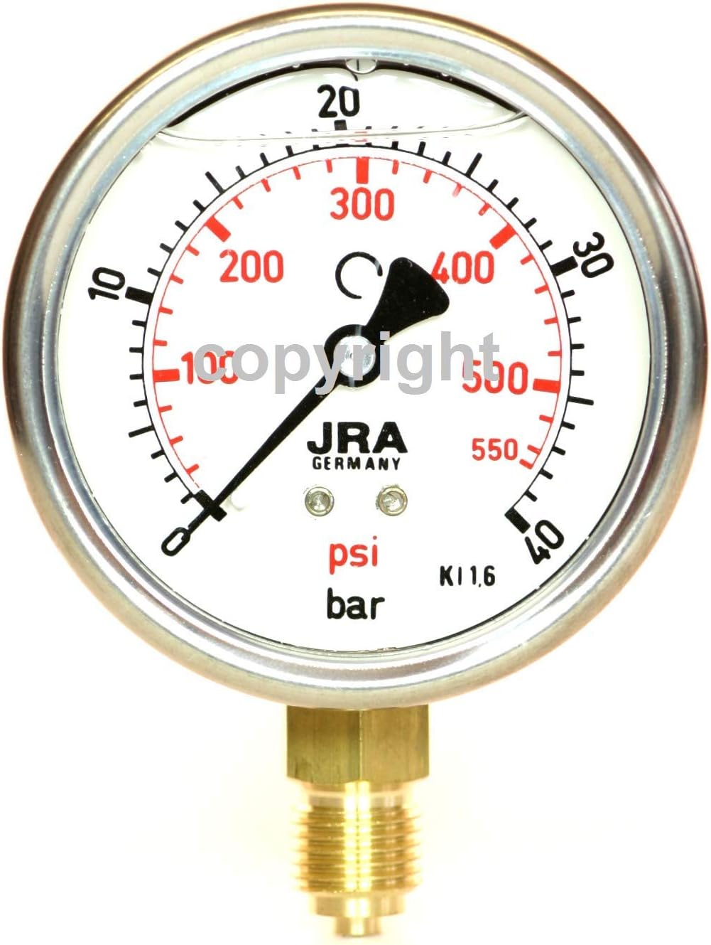 Glycerin Pressure Gauge 0 40 bar with Lower G 1/4 Inch Connector