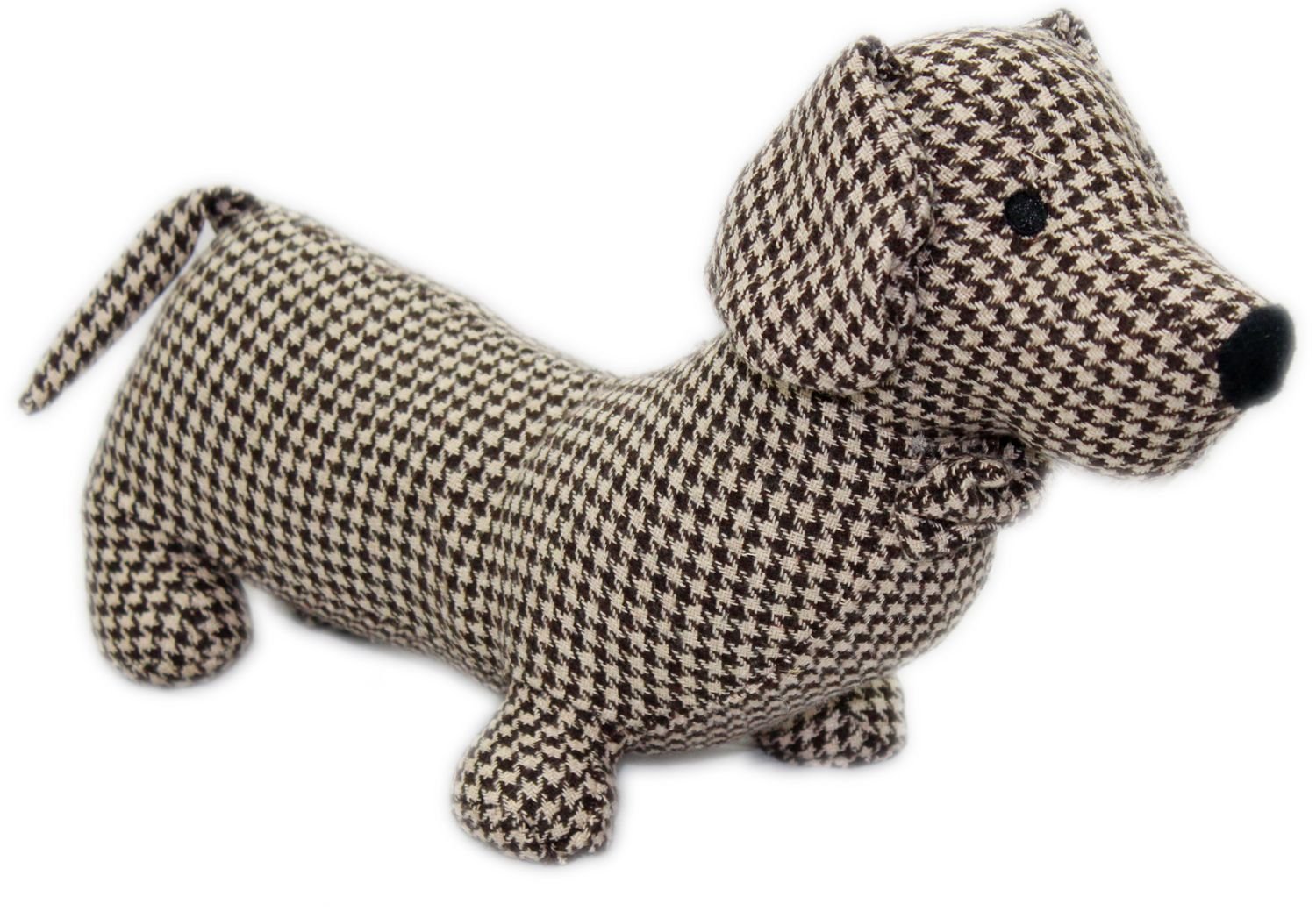 Carousel Home and Gifts Herringbone Fabric Sausage Dog Doorstop 35Cm ~ Brown Dachshund Puppy Dog Door Stop