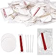 100 Pack Hotel Vanity Kit Individually Wrapped, Bulk Hotel Amenities Kit, Hotel Hospitality Set, Hygiene Products Include Cosmetic Cotton Pads, Cotton Swabs, Nail File (Paper Sticks)