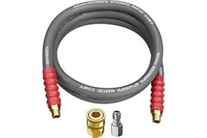 Heliwoo Pressure Washer Steel-Braided Jumper Hose, 8FT 3/8'' Quick Connect Adapter Set, 248F Hot Water, 4800 PSI