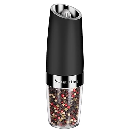 Salz und Pfeffermühle Gewürzmühle,Sweet Alice Automatische Elektrische Pfeffermühle Salzmühle Schwerkraft 90 Grad Kippsensor 