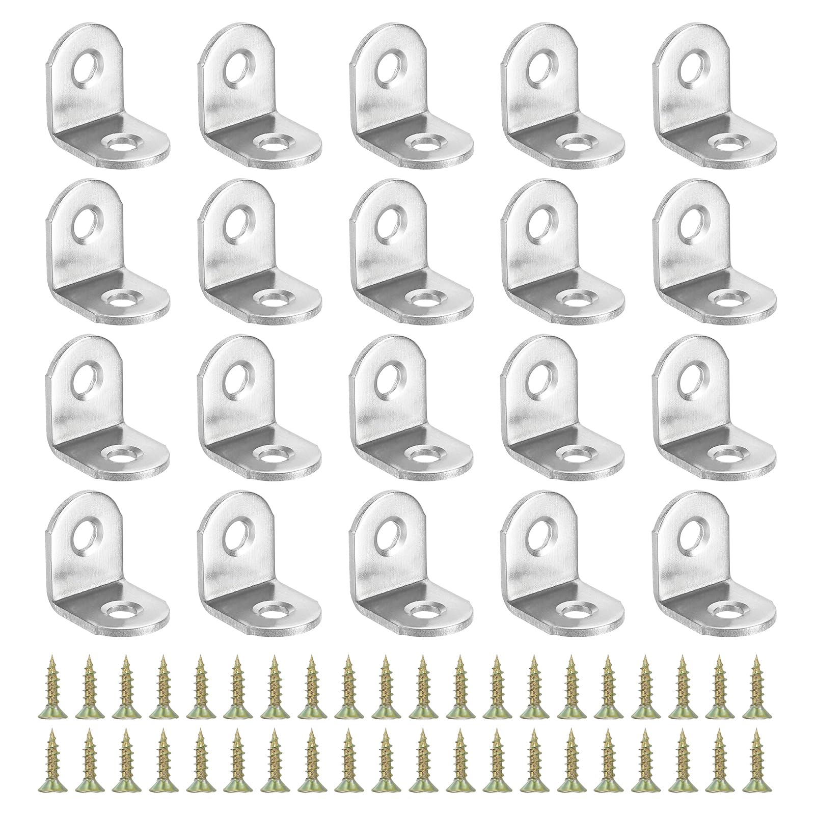 PATIKIL Stainless Steel Corner Braces 0.79 x 0.79 Inch,20 Pieces L Bracket Joint Right Angle Support Bracket L Shaped Corner Fasteners with Screws for Shelves, Silver — image 1