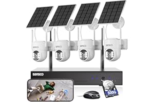 [TRUE Wire-Free] SANSCO Wireless Solar Security Camera System Outdoor, 10CH 2K NVR Recorder with 500GB Hard Drive, 180 Days Local Storage, (4) 4MP Battery Powered Ptz Camera, 2 Way Audio, Night Vision