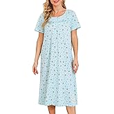 Bloggerlove Nightgowns for Women Soft 100% Cotton House Dress Short/Long Sleeve Night Gowns Comfy Sleepwear S-3XL