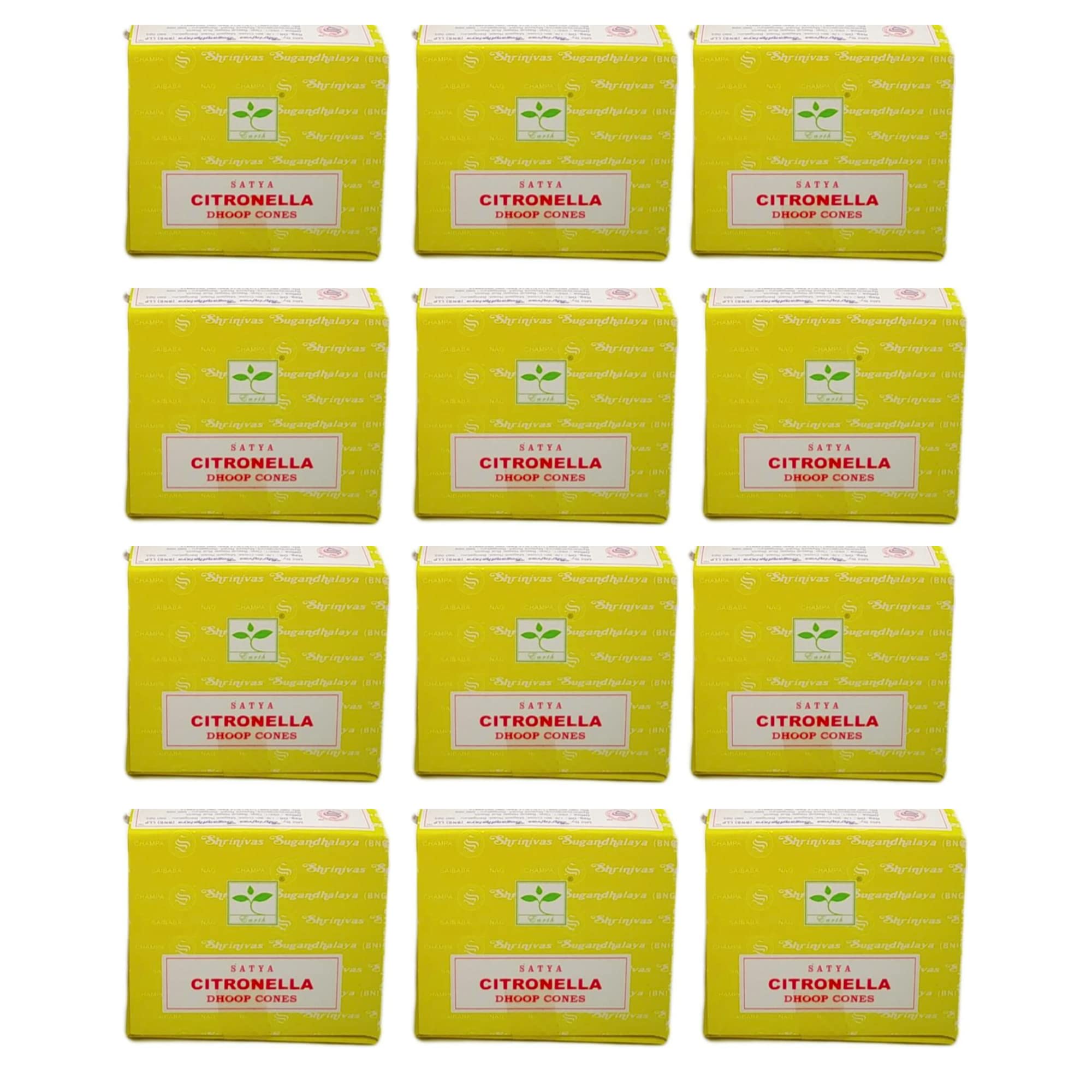 Satya Citronella Incense Cone x12 pack, used for Aromatherapy, Spa, Yoga, Weddings, Reiki, Meditation, Healing by SAMASIA