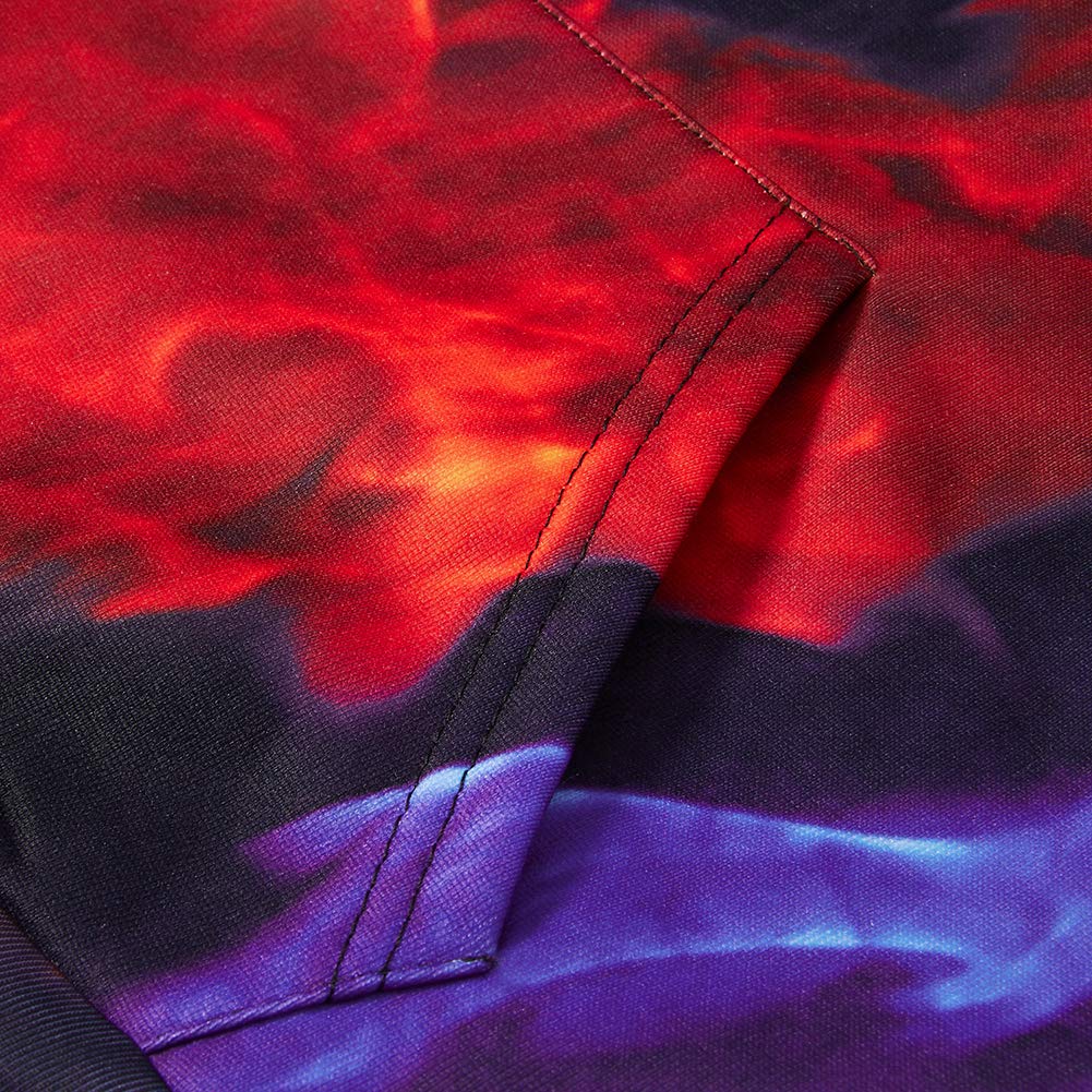 Cool Sweatshirt for Men Women Burning Flame Long Sleeve Front Pouch Drawstring Hoodie Vivid Ice-Fire Smoke-Filled Pattern Decent Roomy Good Red Blue (Ice&Fire,XXL/XXXL)