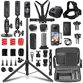 PellKing 54''Selfie Stick Tripod &amp; Case Accessories Kit for Insta360 X5, | Included Carrying Case,54'' Selfie Stick Tripod,Handlebar Mount.Metal 1/4" Adapter,Magnetic Mount,Body Strap Mount,and Other