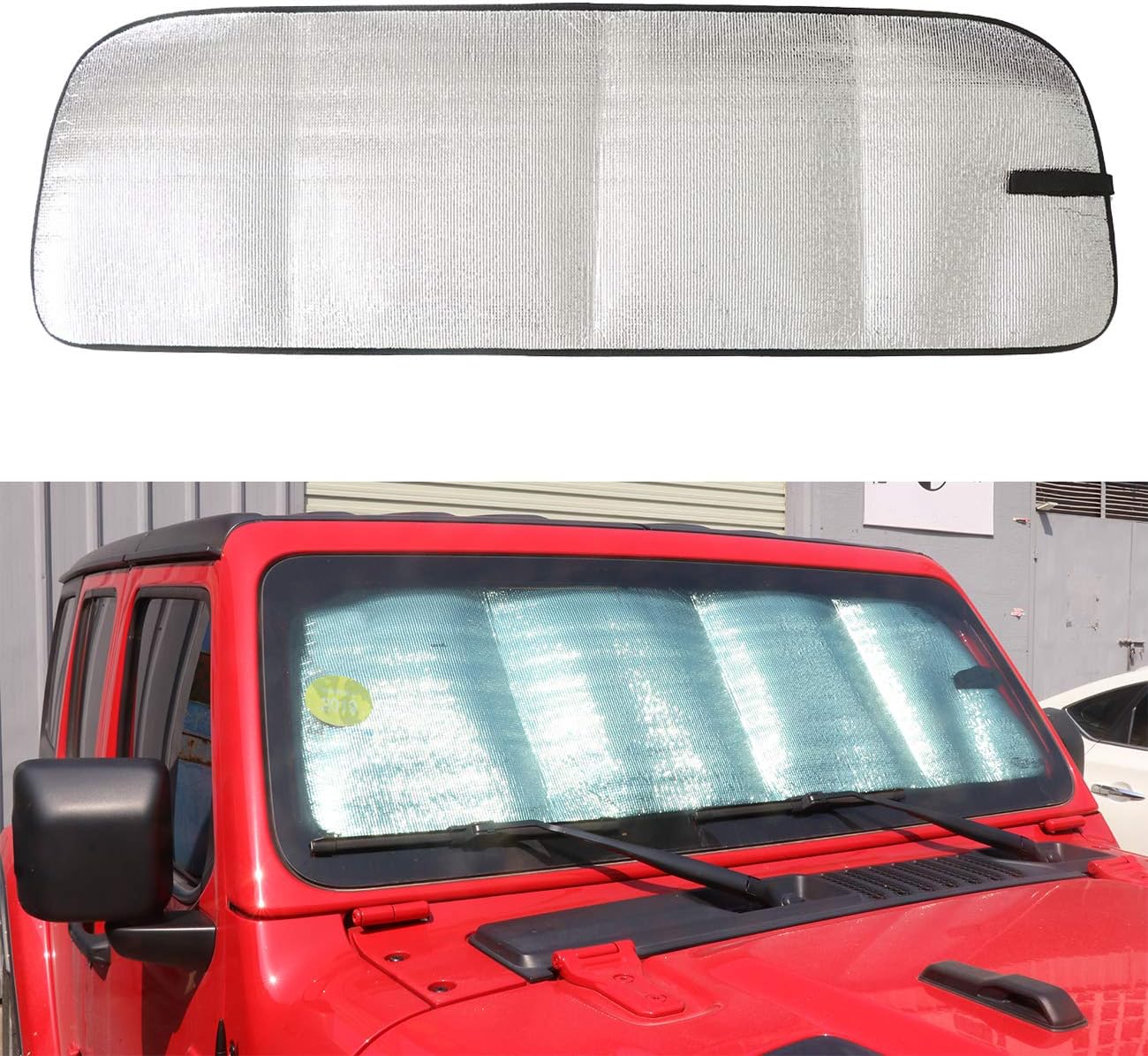 BOXATDOOR Foldable Sun Visor Mat Front Windshield Sunshade Sun shade for Jeep Wrangler JL 2018 2019 2Door 4Door Models
