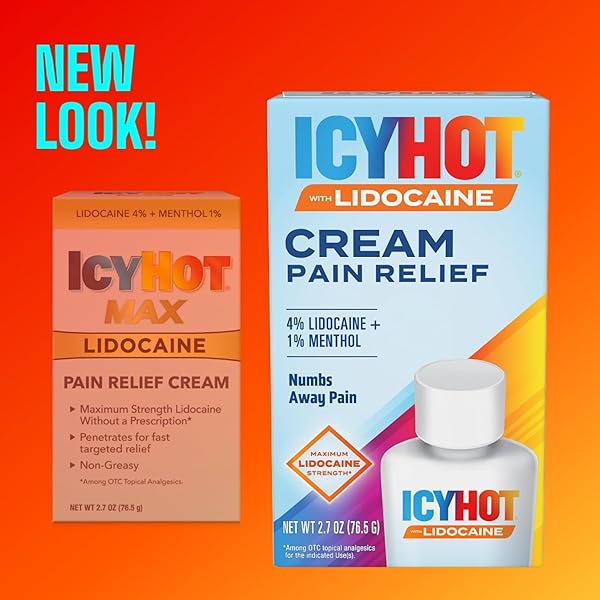 ICY HOT MAX STRENGTH PAIN RELIEF CREAM WITH LIDOCAINE PLUS MENTHOL, 2.7 OUNCES