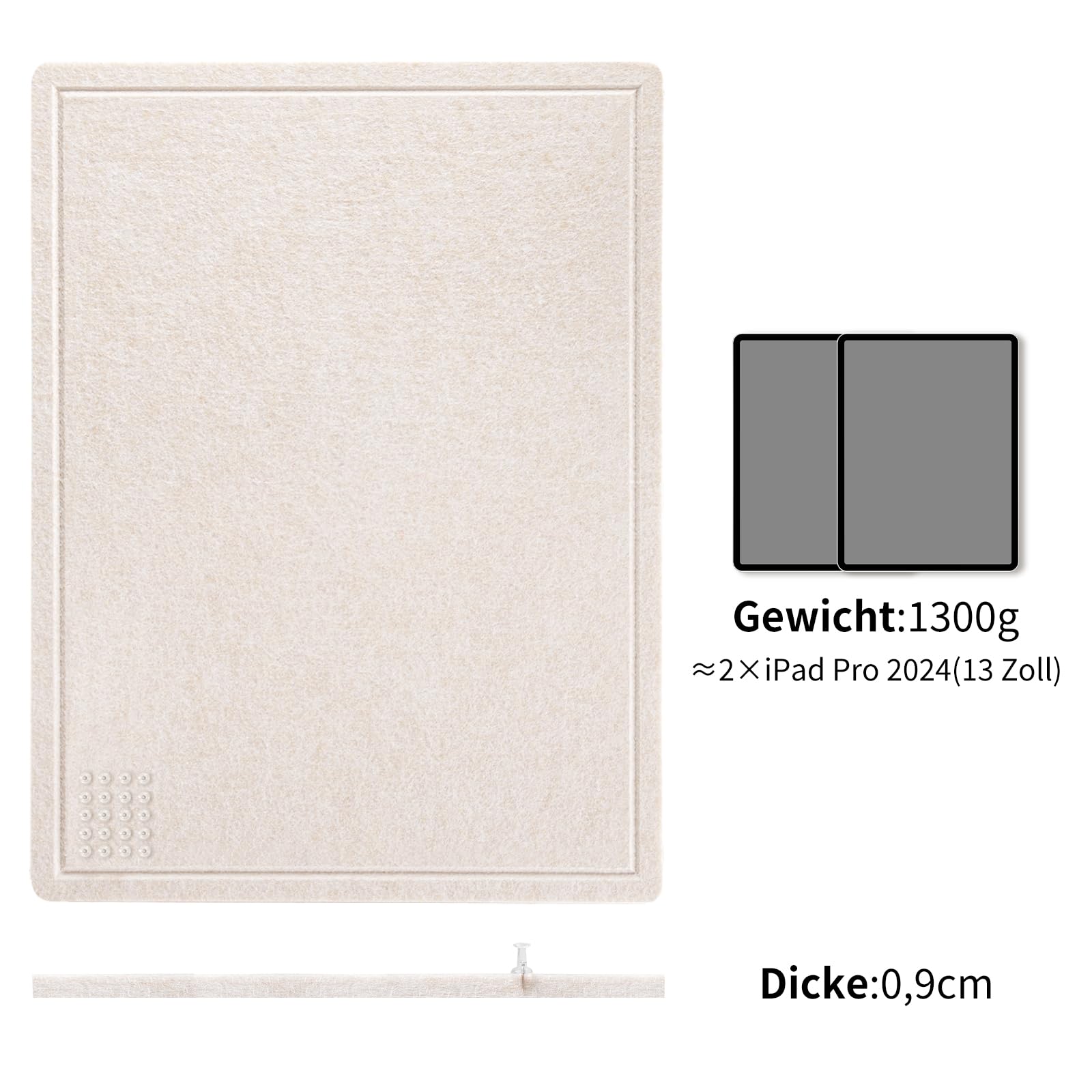 Große Pinnwand - 90 x 116 Zentimeter, dekorative Filz-Pinnwand für die Wand - faltbares Fotodisplay mit selbstklebendem Klebeband, inklusive 20 Pinnadeln - Haferflocken 5