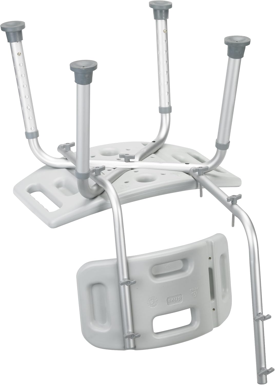Drive Medical Bathroom Safety Shower Tub Bench Chair with Back, Grey: Health & Personal Care