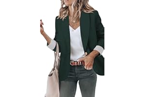 Genhoo Blazer Jackets for Women Open Front Long Sleeve Work Office Casual Blazers with Pockets S-2XL