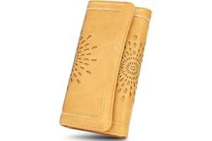 APHISON Womens Wallets RFID Blocking Leather Clutch Long Wallet for Women Card Holder Phone Organizer Ladies Travel Purse Hollow Out Sunflower Design Gift