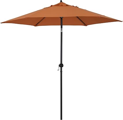 Amazon Com Astella 9 Rd Crank Open Tilting Market Umbrella Tuscan Orange Garden Outdoor