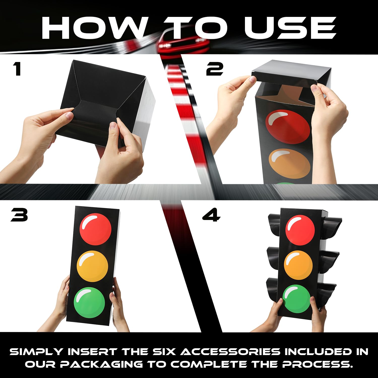 DANIUBE 2PCS Traffic Light Favor Boxes, 15.7'' Transportation Boxes for Centerpieces Traffic Light Table Topper for Boy Girl Racing Car Theme Birthday Party Supplies, Fast Construction Birthday Party Decor Gift Boxes.