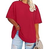 Plus Size Tops Casual Oversized Tshirts for Women Loose Fit Crew Neck Blouses Summer Basic Tees