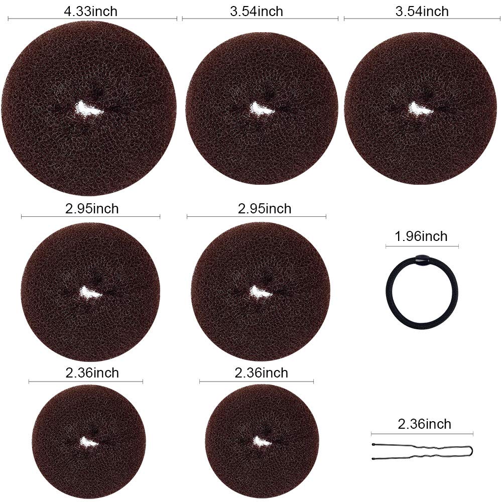 Donut Bun Maker, TsMADDTs Hair Ring Style Bun Maker Set with 7pcs Hair Bun Makers 5pcs Hair Elastic Bands 20pcs Hair Pins Dark Brown: Beauty
