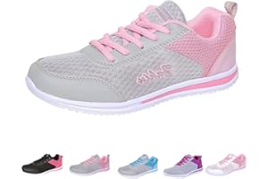 Womens Bowling Shoes Comfortable Breathable Lightweight Soft Sole Mesh Athletic Shoes Lace-Up Arch Support Walking Shoes