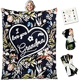 Birthday Gifts for Grandma -Soft Flowers Blanket with Meaningful Words, Sentimental Gift for Women, Cozy Fleece Throw for Grandma Birthday or Special Occasions