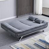 INMOZATA Linen Sofa Bed 3 Seater 188cm with Chrome Legs Grey view 9