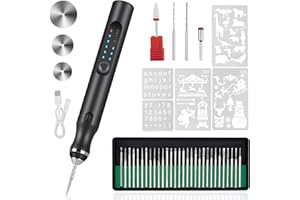 HOTROSE Electric Engraving Pen with 37 Bits, USB Rechargeable Cordless Engraving Machine, Portable DIY Rotary Engraver for Jewelry Wood Glass Stone Carving (Black)