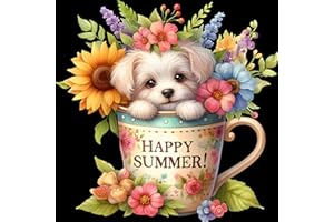 igoodom Dog Diamond Painting Kits for Adults, Teacup Dog Diamond Art Kits Beginner Animal Dog, Cute Dog Gem Art and Crafts for Gift Home Wall Decor 14x14 Inch