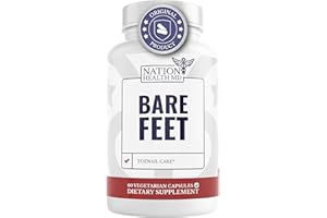 NATION HEALTH MD Bare Feet - Toenail Care - Nails Supplement with Vitamin A, Vitamin C, Oregano Powder and More - Nail Repair, Growth and Nail Care – Foot Health, 60 Capsules