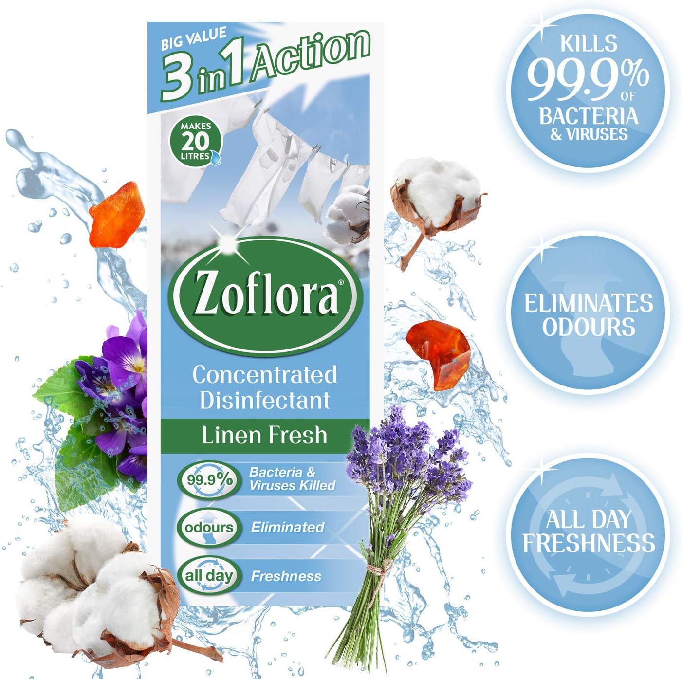 Zoflora Linen Fresh All Purpose Concentrated Disinfectant Liquid 6 X 500 ml, Antibacterial and Multi-Surface - Image 4