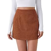 Cicy Bell Womens Corduroy Mini Skirt Casual A-line Skirts with Shorts | Built-in shorts with 1 side pocket, high waisted, slight stretch, fall winter skort
