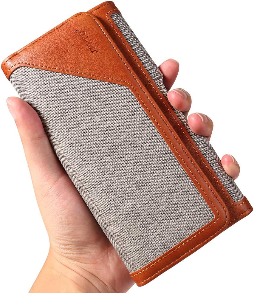 Universal Denim Cellphone Belt Holster Horizontal Case Compatible for Apple iPhone 12 Pro Max / Samsung Galaxy S21 S20 A52 A51 / OnePlus 9 8T / Huawei P40 Pro / Moto E / G Power / LG Stylo 5 (Grey 2)