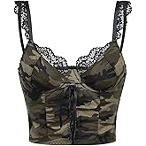 SweatyRocks Women's Lace Trim Crop Camisole Tops Spaghetti Strap Bustiers Y2k Going Out Top