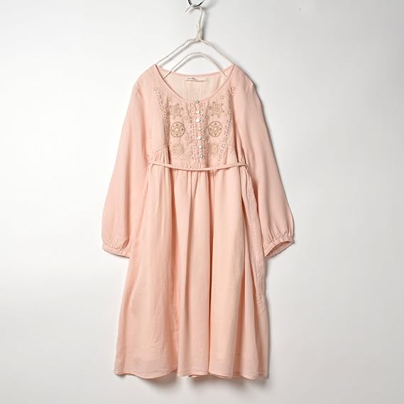 Amazon Co Jp エヘカソポ Ehka Sopo インドコットンモス刺繍切替ワンピース ピンク 服 ファッション小物