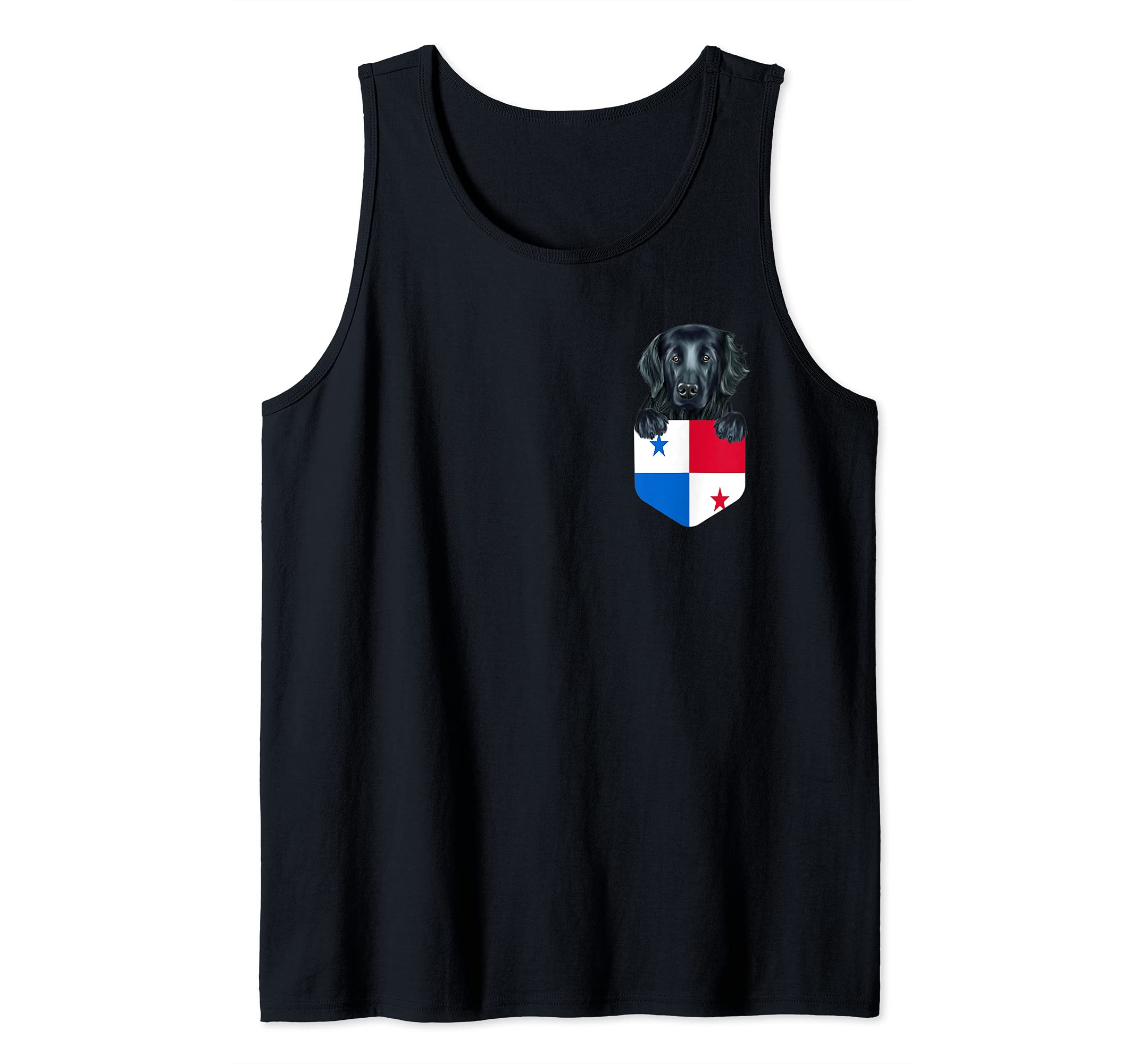 Panama Flag Flat-Coated Retriever Dog In Pocket Tank Top
