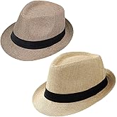 Giroir 2Pack Fedora Hats for Men Women Short Brim Unisex Short Brim Summer Beach Style 1920s Party Accessories