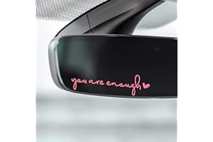 Miarita 3X Hello Beautiful Rearview Mirror Decal, Car Stickers for Women,Rear View Mirror Sticker, Mirror Stickers, Car Decal, Pink Car Accessories, Rearview Mirror Accessories (You are Enough Pink)